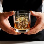 Personalised Best Dad Ever Fist Bump Design 10 oz Rock Whiskey Glass with 1-12 Names Father's Day Birthday Anniversary Gift for Dad Grandpa