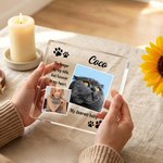 Placca acrilica quadrata personalizzata con 2 foto a collage con stampa a zampa con nome Regalo commemorativo per animali domestici Mamma Papà