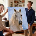 Personalised Oil Painting Texture Style Horse Portrait Framed Canvas Print with Name Home Decor Housewarming Gift for Horse Owners
