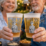 Personalized Retired 2026 Photo Frosted Food-Grade Plastic Cup with Name and Title Set of 10 Retirement Gift for Father Male Retired Teacher