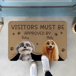 Personalised Visitors Must Be Approved By 3D Cartoon Pet Non-Slip Doormat with 1-3 Names Home Decor Birthday Gift for Dog Cat Owners Lovers