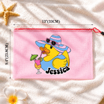 Personalised Cute Duck Waterproof Transparent Pool Bag with Name Beach Party Daily Use Birthday Gift for Bestie Friends