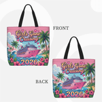 Personalised Girls Gone Cruising Tote Bag Luggage Tag Set with Year and Name Travel Essential Daily Use Birthday Gift for Besties Women