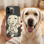 Personlig kjæledyrfoto portrett håndtegnet Doodle-telefonveske for iPhone Samsung med navn Daglig bruk Bursdagsgave til kjæledyrelskere