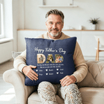 Personalized Dad Daddy Family Photos Soft Throw Pillow Cover with 1-6 Names and Text Daily Use Father's Day Gift for Dad Grandpa