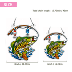 Personalized Fishing Rod Pattern Acrylic Hanging Ornament with 1-8 Names and Title Home Decor Father's Day Birthday Gift for Dad Husband Friend