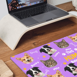 Personalized Pet Face Photo Paw Bone Non-Slip Mouse Pad Desk Mat with Name and Title Game Room Office Use Birthday Gift for Pet Lovers