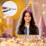 Personalized Birthday Hat Photo Acrylic Cake Topper with Number and Name Birthday Party Gift for Friend Family