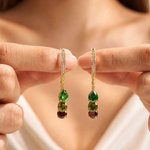 Personalized Multi-Teardrop Birthstones Earrings Dainty Jewellery Mother's Day Birthday Gift for Mom Grandmother