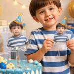 Personalized Birthday Hat Photo Acrylic Cake Topper with Number and Name Birthday Party Gift for Friend Family