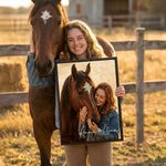 Personalised Oil Painting Texture Style Horse Portrait Framed Canvas Print with Name Home Decor Housewarming Gift for Horse Owners