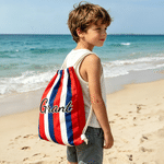 Personalized National Flag Color Stripe Drawstring Bag with Name Outdoor Activities Beach Party Birthday Gift for Men Women Kids