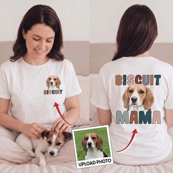 Personalised Watercolor Pet Photo T-shirt Sweatshirt Hoodie with Name and Title Daily Wear Birthday Gift for Pet Owner Lover Family