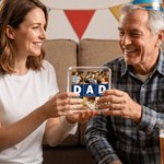 Gepersonaliseerde vierkante acryl fotoplaat met 6-foto collage voor vader – perfect cadeau voor Vaderdag en verjaardag