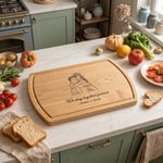 Personalized Line Art Photo Design Curved Charcuterie Cutting Board with Text and Juice Groove Kitchen Family Gift for Best Friend Family