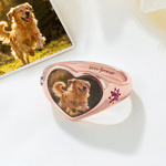 Personalised Birthstones Heat-Activated Hidden Photo Sterling Silver Ring with Text Memorable Jewellery Birthday Anniversary Gift for Mother Women
