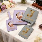 Personalised Pearl Rose Gilded Initial PU Leather Passport Holder Luggage Tag Set with Name Travel Accessories Birthday Gift for Travel Lovers