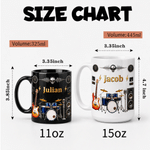 Personalized Guitar Rock Metal 11 oz / 15 oz Ceramic Mug with Name Daily Use Birthday Gift for  Music Lovers Guitar Players