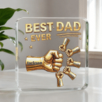 Henkilökohtainen Best Dad Ever Fist Bump Clear Akryyli Plaque nimi Home Desk Decor Isänpäivä lahja isälle isoisä isoisä