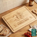 Tabla de cortar con puño de bambú FSC personalizada con nombres Día del padre inauguración de la casa regalo de cumpleaños para padre familia