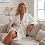 Personalised Embroidered Monogram Name Plush Women’s Bathrobe Daily Use Birthday Gift for Women