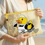 Personalised Cute Duck Waterproof Transparent Pool Bag with Name Beach Party Daily Use Birthday Gift for Bestie Friends