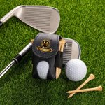 Gepersonaliseerde gouden golf badge initiële PU lederen golfbal tas Tee houder met naam Golfclub verjaardagscadeau voor golfliefhebbers