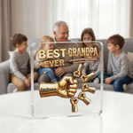 Henkilökohtainen Best Dad Ever Fist Bump Clear Akryyli Plaque nimi Home Desk Decor Isänpäivä lahja isälle isoisä isoisä