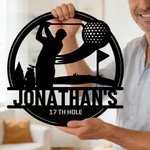 Personalized Black Golf Player Swing Pattern Metal Sign with Name and Text Home Decor Daily Use Birthday Gift for Golf Lovers