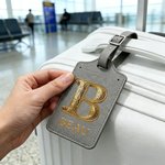 Personalised Pearl Rose Gilded Initial PU Leather Passport Holder Luggage Tag Set with Name Travel Accessories Birthday Gift for Travel Lovers