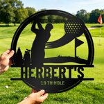 Personalized Black Golf Player Swing Pattern Metal Sign with Name and Text Home Decor Daily Use Birthday Gift for Golf Lovers