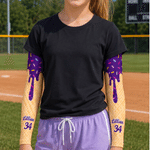 Personalised Multicolour Ice Cream Arm Sleeves Set of 2 with Name and Number Outdoor Accessories Birthday Daily Gift for Family Friends Baseball Lovers