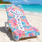 Personalised Floral Tropical Pattern Quick Drying Soft Beach Towel with Name Vacation Birthday Gift for Girl
