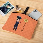 Personalisierte Polizei Frau Cartoon Charakter Geburt Blume Make-up Tasche mit Namen Graduierung Geburtstag Geschenk für weibliche Polizisten