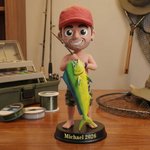 Photo personnalisée à 3D Statue de pêcheur Ornement avec texte Décoration de bureau Anniversaire Fête des pères Cadeau pour papa pêcheur