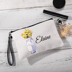 Personalized Birth Flower in Golf Bag Portable Makeup Bag with Name and Wrist Strap Travel Accessories Birthday Gift for Women Golf Lovers
