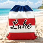 Personalized National Flag Color Stripe Drawstring Bag with Name Outdoor Activities Beach Party Birthday Gift for Men Women Kids