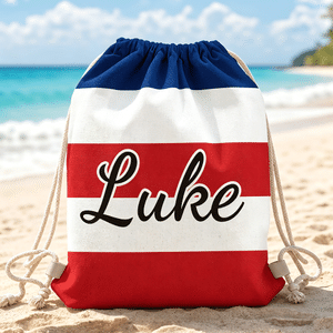 Personalized National Flag Color Stripe Drawstring Bag with Name Outdoor Activities Beach Party Birthday Gift for Men Women Kids