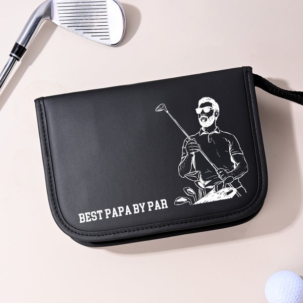 Personalized Best Papa By Par Photo Golf  Storage Box and Tools Set with Title Father's Day Birthday Game Day Gift for Golf Lover Father