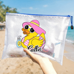 Personalised Cute Duck Waterproof Transparent Pool Bag with Name Beach Party Daily Use Birthday Gift for Bestie Friends