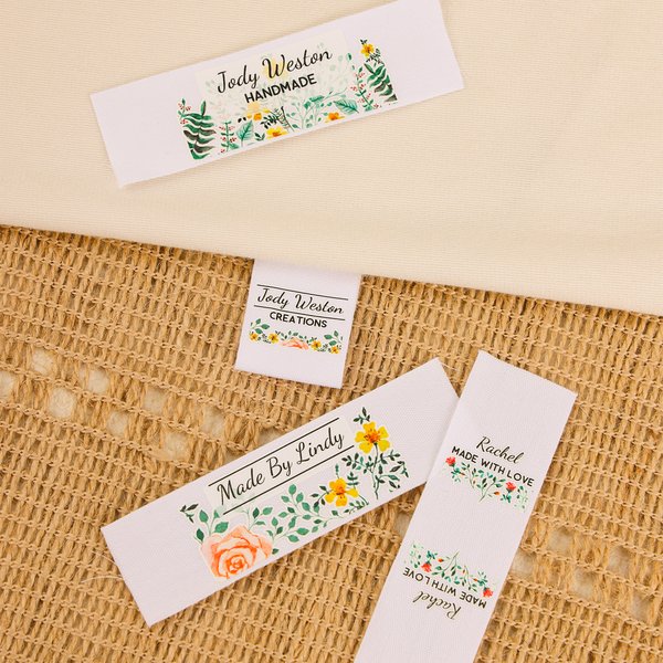 Personalized Watercolour Floral Sewing Labels Name Tags Clothing Handmade Item Birthday Gift for Knitting DIY Craft Lovers
