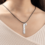 Personalised Braille Bar Pendant Necklace with Initial and Text Birthday Gift for Visually Impaired Friends