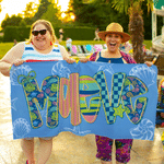 Personalised Doodle Letter Ocean Elements Quick Dry Oversized Beach Towel with Name Beach Party Summer Holiday Birthday Gift for Woman Girl