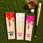 Personalised Multicolour Ice Cream Arm Sleeves Set of 2 with Name and Number Outdoor Accessories Birthday Daily Gift for Family Friends Baseball Lovers