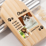 Carillón de viento de madera personalizado con nombre y texto, 2 fotos, simpatía por la pérdida de una mascota.