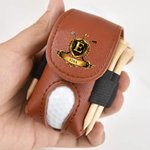 Gepersonaliseerde gouden golf badge initiële PU lederen golfbal tas Tee houder met naam Golfclub verjaardagscadeau voor golfliefhebbers