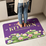 Personalized Birth Flower Kitchen  Butterfly Design Anti-Slip Doormat with Text Home Decor Birthday Gift for Women