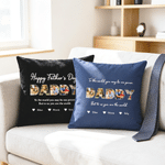 Personalized Dad Daddy Family Photos Soft Throw Pillow Cover with 1-6 Names and Text Daily Use Father's Day Gift for Dad Grandpa