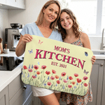 Personalized Birth Flower Kitchen  Butterfly Design Anti-Slip Doormat with Text Home Decor Birthday Gift for Women