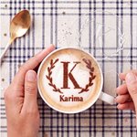 Molde acrílico personalizado para café con leche con iniciales, nombre y fecha Accesorio para bar de café Regalo de inauguración para amantes del café